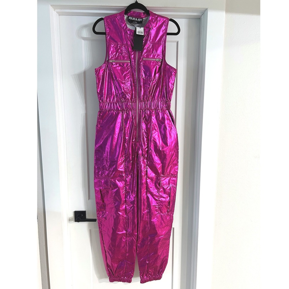 NEW Jolie & Joy FCT with love Womens Metallic Pink Sleeveless Cargo Jumpsuit XL